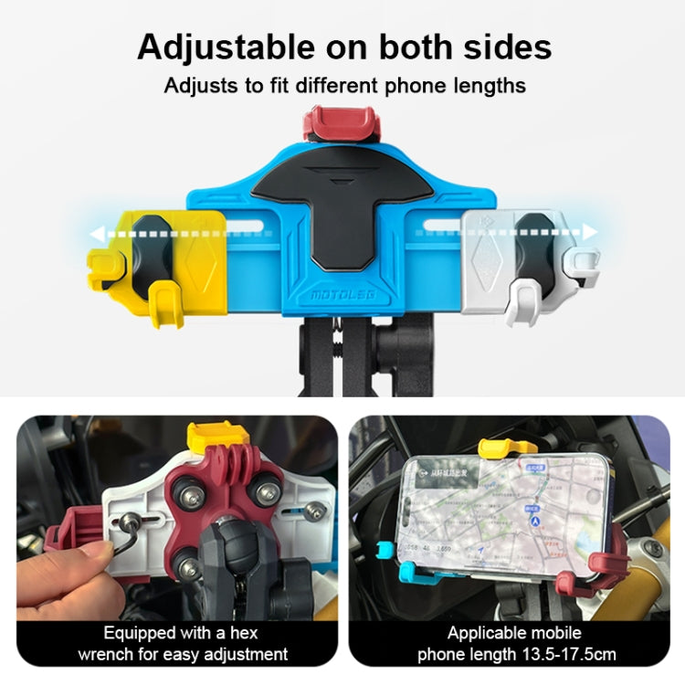 MOTOSLG Crab Motorcycle Phone Clamp Bracket L-Type Rear Mirror Mount(Yellow Blue White) - Holder by MOTOLSG | Online Shopping UK | buy2fix