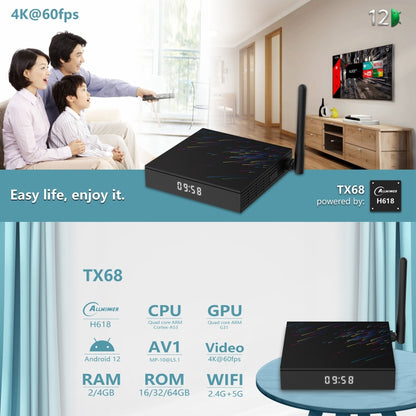 H618-TX68 Android 12.0 Allwinner H618 Quad Core Smart TV Box, Memory:4GB+32GB(AU Plug) - Allwinner H6 by buy2fix | Online Shopping UK | buy2fix