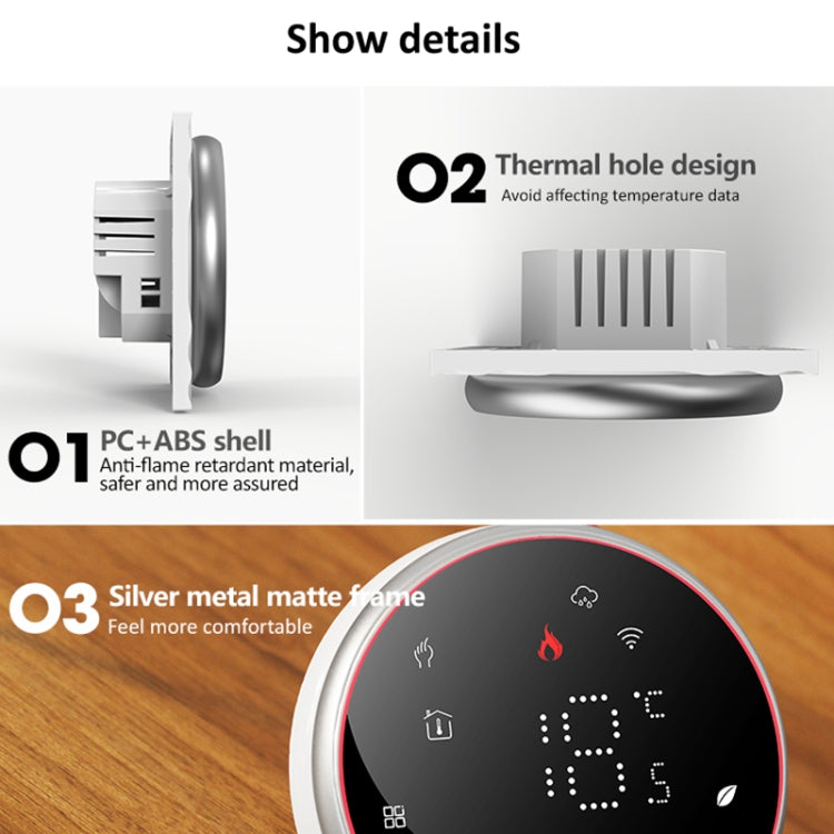 BHT-6001GALW 95-240V AC 5A Smart Round Thermostat Water Heating LED Thermostat With WiFi(Black) - Thermostat & Thermometer by buy2fix | Online Shopping UK | buy2fix