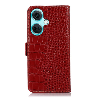 For OnePlus Nord CE3 5G Crocodile Top Layer Cowhide Leather Phone Case(Red) - OnePlus Cases by buy2fix | Online Shopping UK | buy2fix