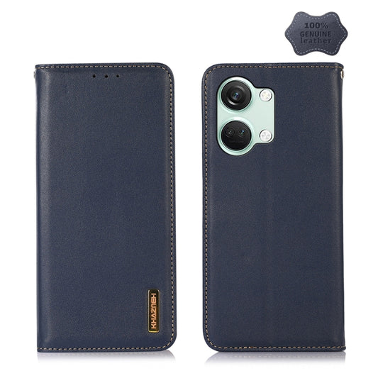 For OnePlus Nord 3 / Ace 2V KHAZNEH Nappa Top Layer Cowhide Leather Phone Case(Blue) - OnePlus Cases by buy2fix | Online Shopping UK | buy2fix