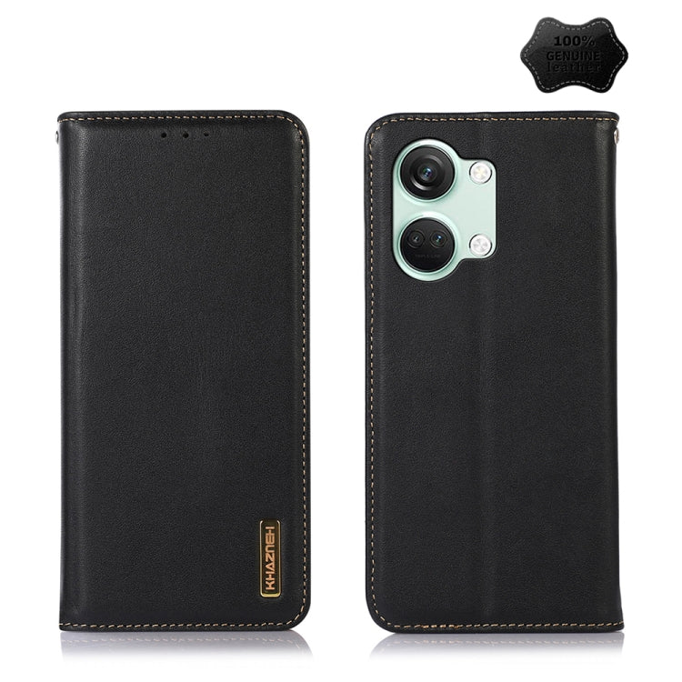 For OnePlus Nord 3 / Ace 2V KHAZNEH Nappa Top Layer Cowhide Leather Phone Case(Black) - OnePlus Cases by buy2fix | Online Shopping UK | buy2fix