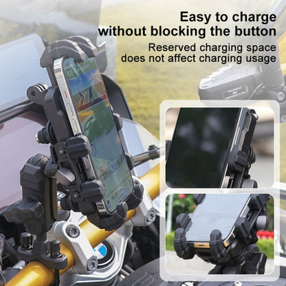 MOTOSLG Crab Motorcycle Phone Clamp Bracket L-Type Rear Mirror Mount(Black) - Holder by MOTOLSG | Online Shopping UK | buy2fix