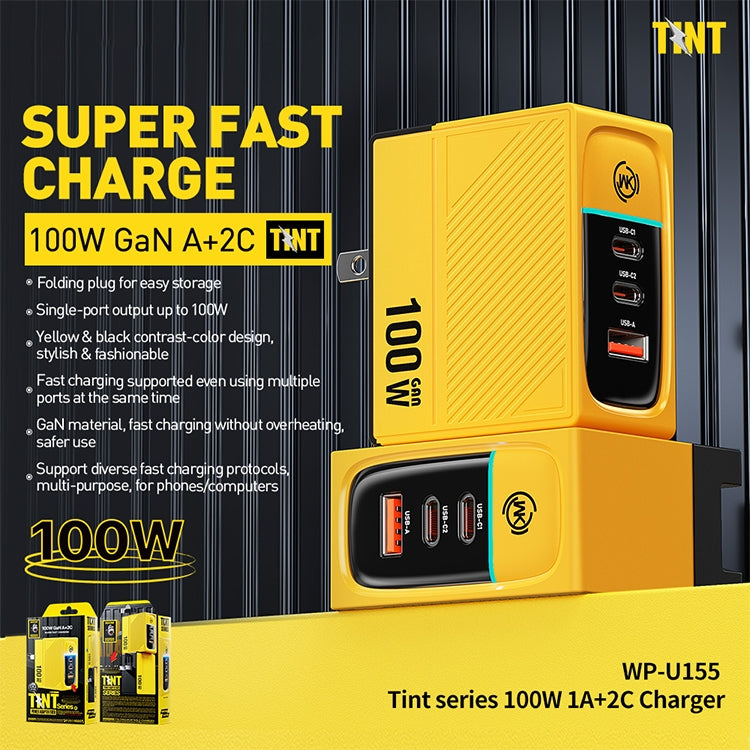 WK WP-U155 100W Dual Type-C+USB GaN Fast Charger, Plug:CN Plug - USB Charger by WK | Online Shopping UK | buy2fix