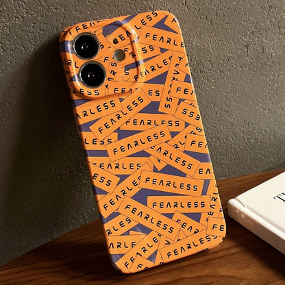 For iPhone 12 Painted Pattern Precise Hole PC Phone Case(Orange Label) - iPhone 12 / 12 Pro Cases by buy2fix | Online Shopping UK | buy2fix