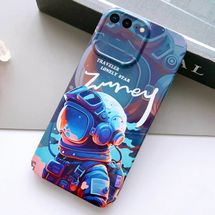 For iPhone 8 Plus / 7 Plus Painted Pattern Precise Hole PC Phone Case(Blue Paint Astronaut) - More iPhone Cases by buy2fix | Online Shopping UK | buy2fix