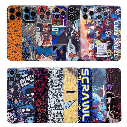 For iPhone 14 Pro Painted Pattern Precise Hole PC Phone Case(Orange Robot) - iPhone 14 Pro Cases by buy2fix | Online Shopping UK | buy2fix