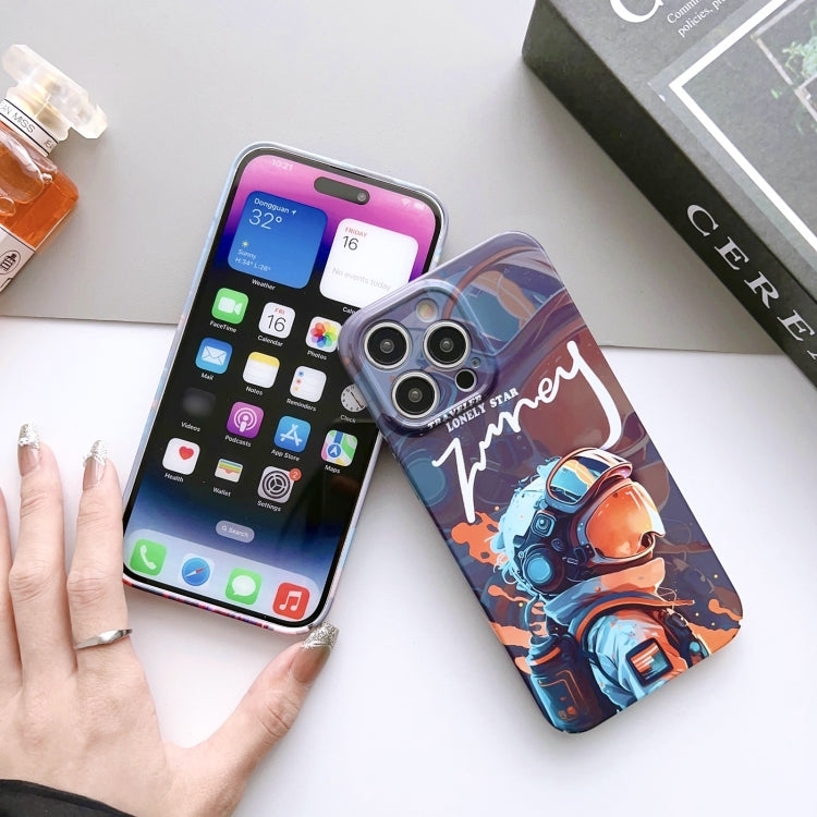 For iPhone 12 Pro Painted Pattern Precise Hole PC Phone Case(Orange Robot) - iPhone 12 / 12 Pro Cases by buy2fix | Online Shopping UK | buy2fix