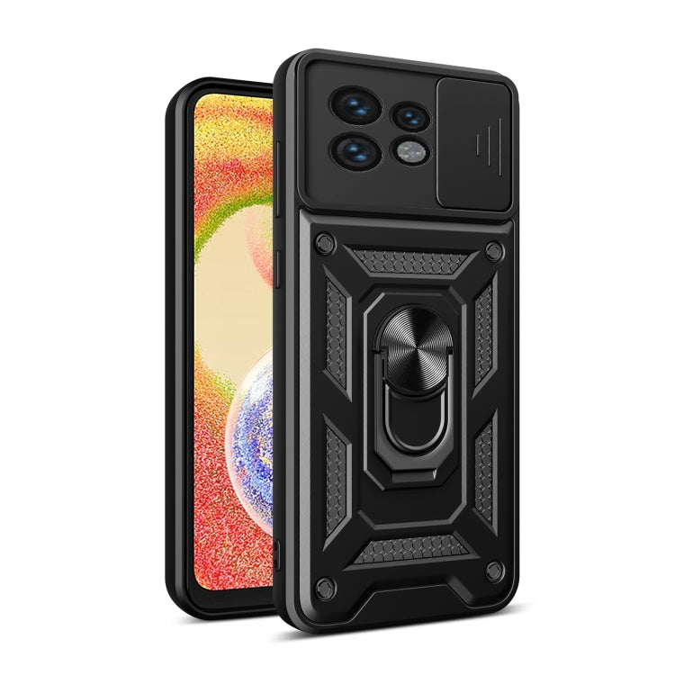 For Motorola Edge 40 Pro Sliding Camera Cover Design TPU Hybrid PC Phone Case(Black) - Motorola Cases by buy2fix | Online Shopping UK | buy2fix