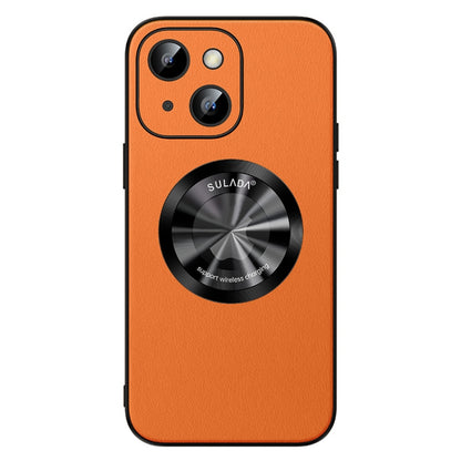 For iPhone 15 SULADA Microfiber Leather MagSafe Magnetic Phone Case(Orange) - iPhone 15 Cases by SULADA | Online Shopping UK | buy2fix