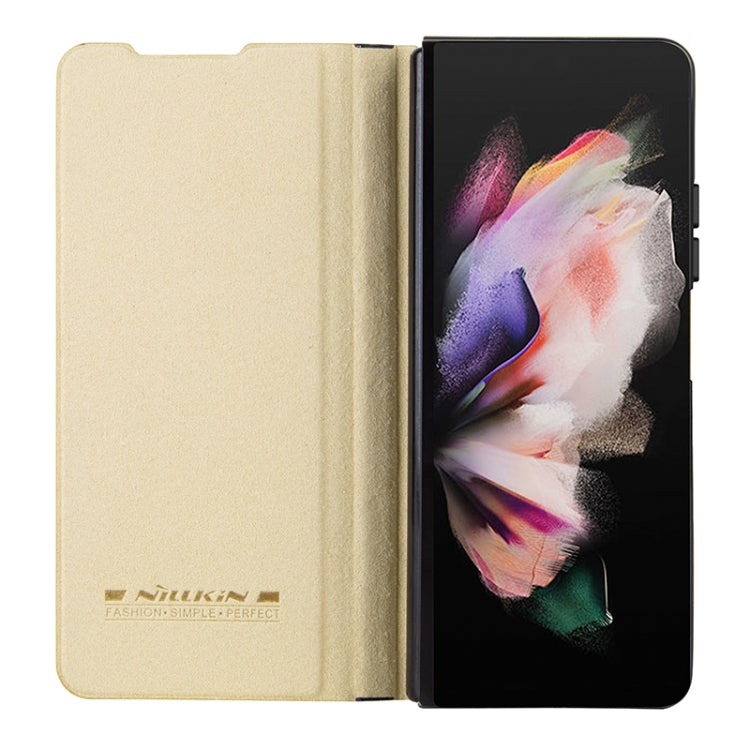 For Samsung Galaxy Z Fold5 NILLKIN QIN Series Pro Sliding Camera Cover Design Leather Phone Case(Gold) - Galaxy Z Fold5 Cases by NILLKIN | Online Shopping UK | buy2fix