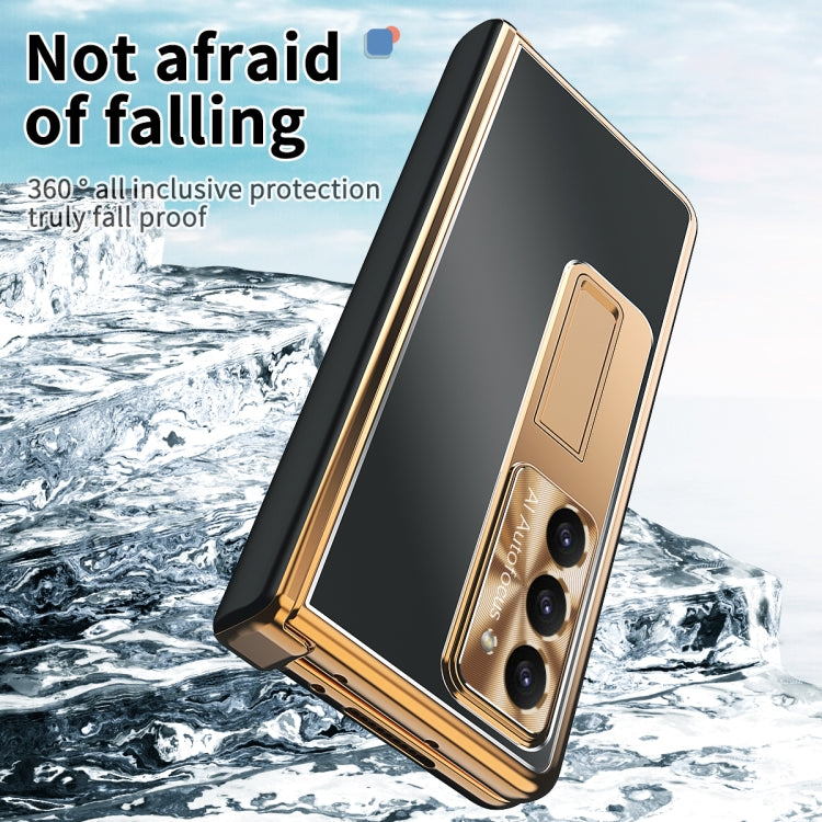 For Samsung Galaxy Z Fold5 Aluminum Alloy Double Hinge Shockproof Phone Protective Case(Black Gold) - Galaxy Z Fold5 Cases by buy2fix | Online Shopping UK | buy2fix