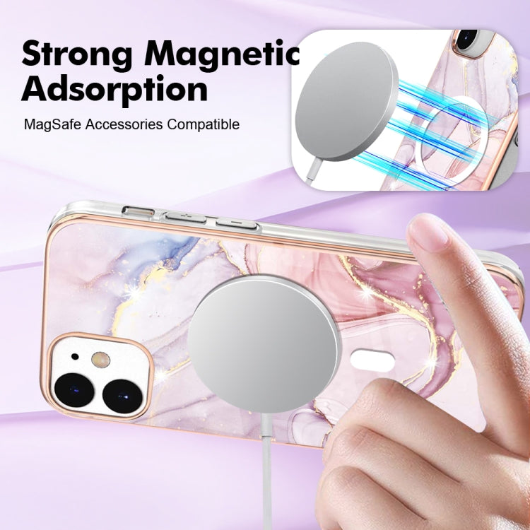 For iPhone 12 / 12 Pro Marble Pattern Dual-side IMD Magsafe TPU Phone Case(Purple 002) - iPhone 12 / 12 Pro Cases by buy2fix | Online Shopping UK | buy2fix