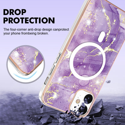 For iPhone 12 / 12 Pro Marble Pattern Dual-side IMD Magsafe TPU Phone Case(Purple 002) - iPhone 12 / 12 Pro Cases by buy2fix | Online Shopping UK | buy2fix