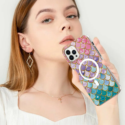 For iPhone 15 Pro Marble Pattern Dual-side IMD Magsafe TPU Phone Case(Colorful Scales) - iPhone 15 Pro Cases by buy2fix | Online Shopping UK | buy2fix