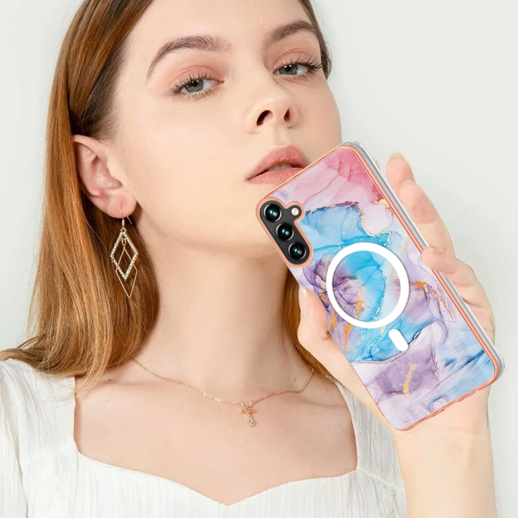 For Samsung Galaxy A54 5G Marble Pattern Dual-side IMD Magsafe TPU Phone Case(Blue Marble) - Galaxy Phone Cases by buy2fix | Online Shopping UK | buy2fix