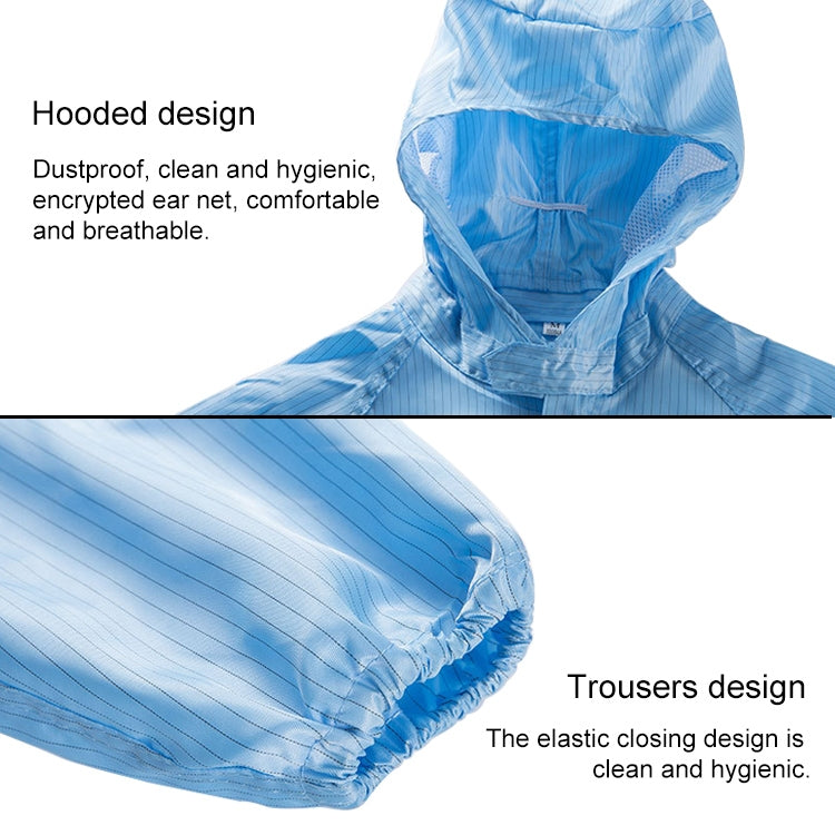 Striped Anti-static Split Hood Dust-proof Work Suit, Size:L(White) - Protective Clothing by buy2fix | Online Shopping UK | buy2fix