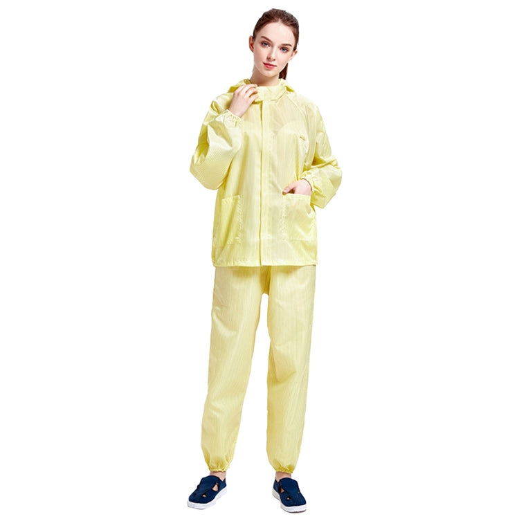 Striped Anti-static Split Hood Dust-proof Work Suit, Size:XL(Yellow) - Protective Clothing by buy2fix | Online Shopping UK | buy2fix