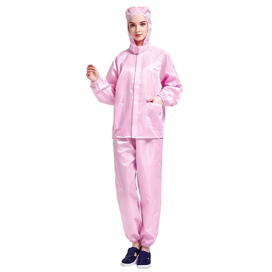 Striped Anti-static Split Hood Dust-proof Work Suit, Size:XL(Pink) - Protective Clothing by buy2fix | Online Shopping UK | buy2fix