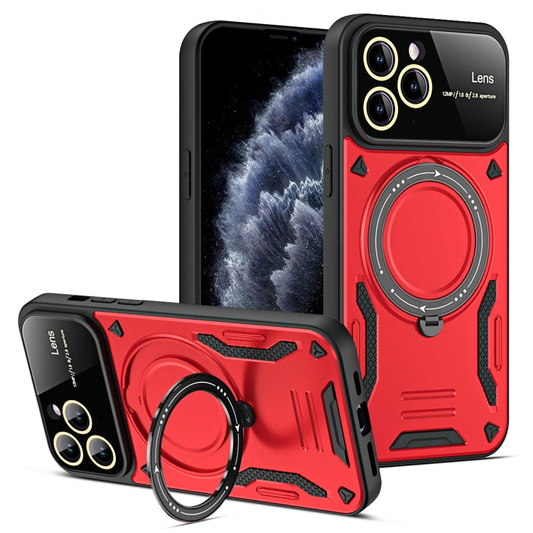 For iPhone 11 Pro Max Large Window MagSafe Holder Phone Case(Red) - iPhone 11 Pro Max Cases by buy2fix | Online Shopping UK | buy2fix