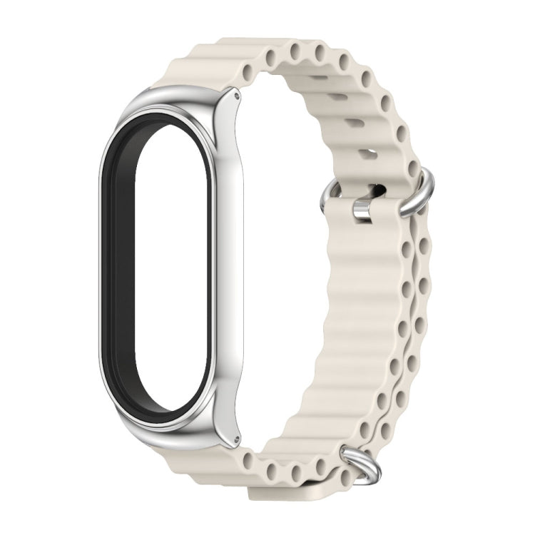 For Xiaomi Mi Band 8 Mijobs CS Case Marine Silicone Breathable Watch Band(Grey Silver) - Watch Bands by MIJOBS | Online Shopping UK | buy2fix