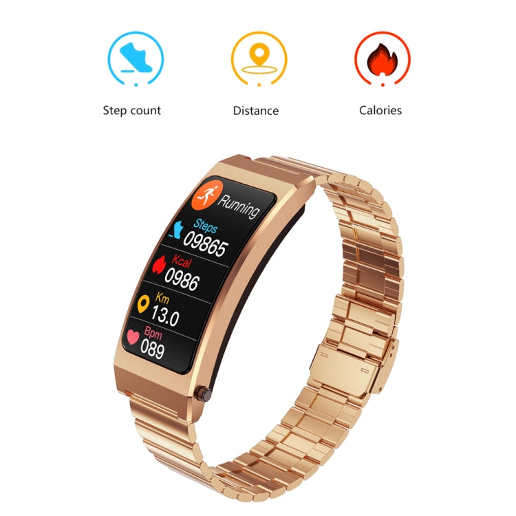 K13S 1.14 inch TFT Screen Slub Steel Strap Smart Calling Bracelet Supports Sleep Management/Blood Oxygen Monitoring(Rose Gold) - Smart Wristbands by buy2fix | Online Shopping UK | buy2fix