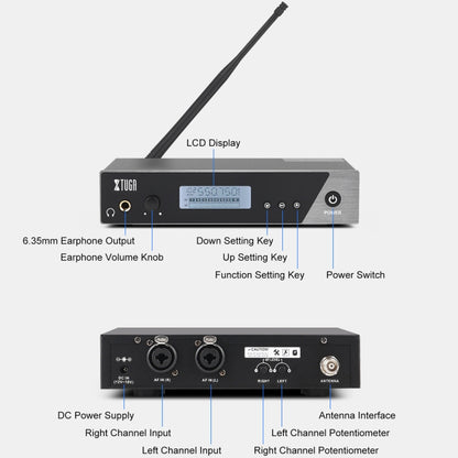 XTUGA  IEM1100 Professional Wireless In Ear Monitor System 4 BodyPacks(US Plug) - Microphone by XTUGA | Online Shopping UK | buy2fix