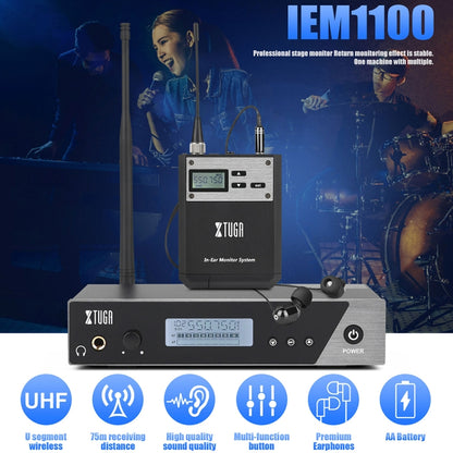 XTUGA  IEM1100 Professional Wireless In Ear Monitor System 4 BodyPacks(US Plug) - Microphone by XTUGA | Online Shopping UK | buy2fix