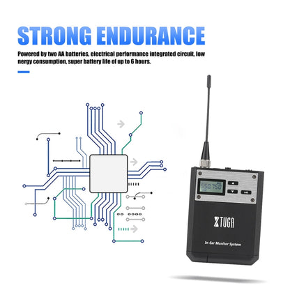 XTUGA  IEM1100 Professional Wireless In Ear Monitor System 4 BodyPacks(UK Plug) - Microphone by XTUGA | Online Shopping UK | buy2fix