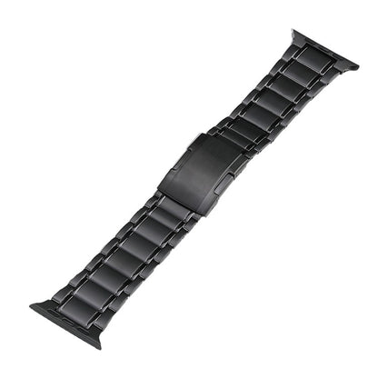 For Apple Watch Series 6 44mm Five Beads Turtle Buckle Titanium Steel Watch Band(Black) - Watch Bands by buy2fix | Online Shopping UK | buy2fix