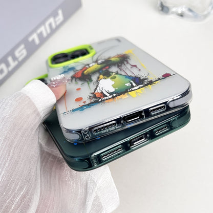 For iPhone 15 Pro Max Double Layer Color Silver Series Animal Oil Painting Phone Case(Robot) - iPhone 15 Pro Max Cases by buy2fix | Online Shopping UK | buy2fix