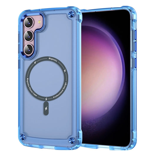 For Samsung Galaxy S22 5G Skin Feel TPU + PC MagSafe Magnetic Phone Case(Transparent Blue) - Galaxy S22 5G Cases by buy2fix | Online Shopping UK | buy2fix