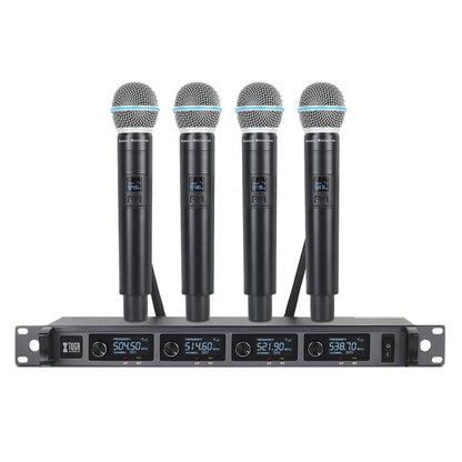 XTUGA A140-H Wireless Microphone System 4 Channel UHF Handheld Microphone(UK Plug) - Microphone by XTUGA | Online Shopping UK | buy2fix