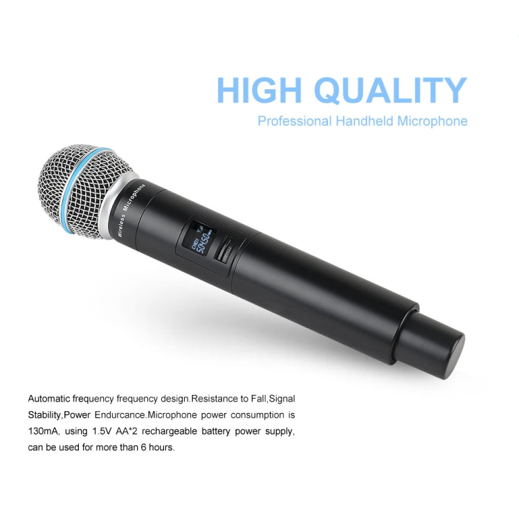 XTUGA A140-HB Wireless Microphone System 4 Channel Handheld Lavalier Headset Microphone(EU Plug) - Microphone by XTUGA | Online Shopping UK | buy2fix