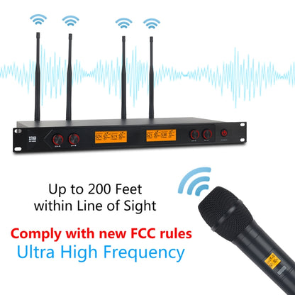XTUGA A400-H Professional 4-Channel UHF Wireless Microphone System with 4 Handheld Microphone(AU Plug) - Microphone by XTUGA | Online Shopping UK | buy2fix