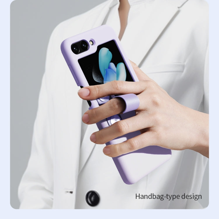 For Samsung Galaxy Z Flip5 NILLKIN Skin Feel Liquid Silicone Phone Case With Finger Strap(Black) - Galaxy Z Flip5 Cases by NILLKIN | Online Shopping UK | buy2fix