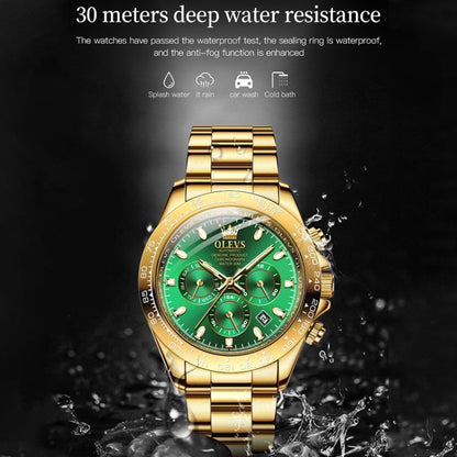 OLEVS 6638 Men Multifunctional Luminous Waterproof Mechanical Watch(Green) - Metal Strap Watches by OLEVS | Online Shopping UK | buy2fix