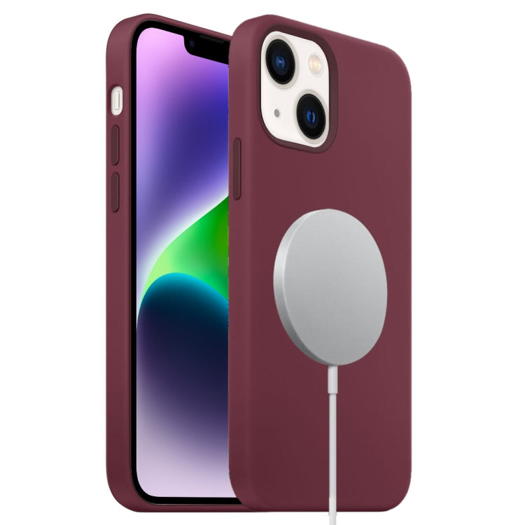 For iPhone 14 Plus MagSafe Liquid Silicone Full Coverage Phone Case(Wine Red) - iPhone 14 Plus Cases by buy2fix | Online Shopping UK | buy2fix