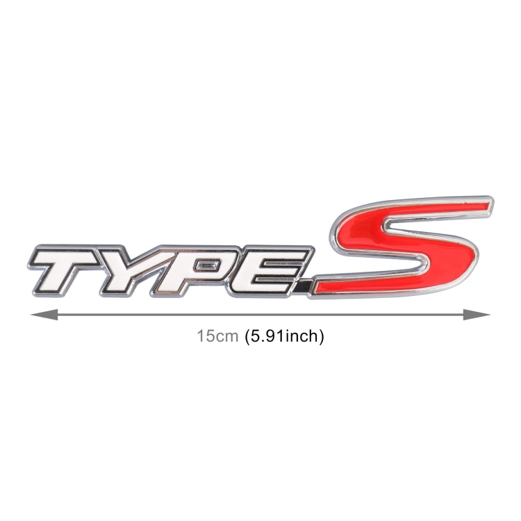 Car TYPE-S Personalized Aluminum Alloy Decorative Stickers, Size:15x3x0.4cm(White Red) - 3D Metal Sticker by buy2fix | Online Shopping UK | buy2fix