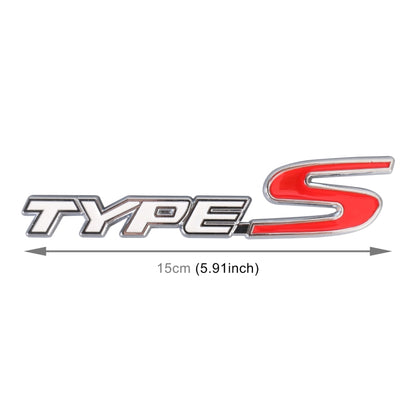 Car TYPE-S Personalized Aluminum Alloy Decorative Stickers, Size:15x3x0.4cm(White Red) - 3D Metal Sticker by buy2fix | Online Shopping UK | buy2fix