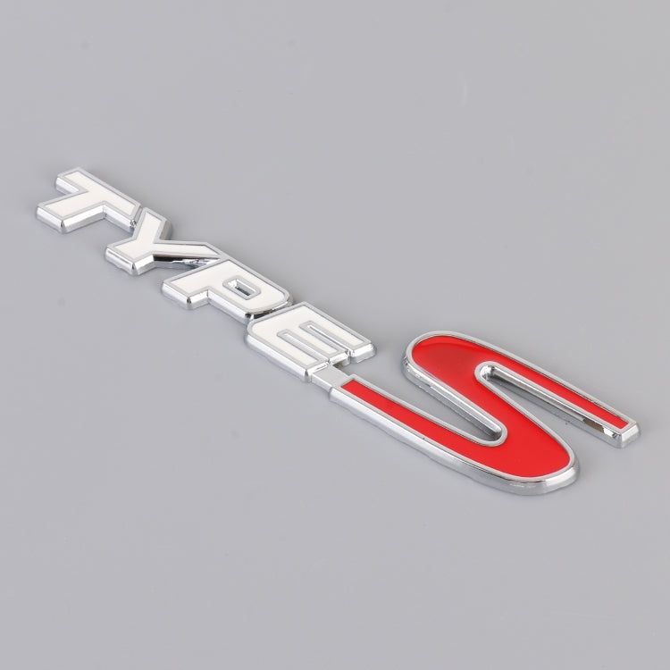 Car TYPE-S Personalized Aluminum Alloy Decorative Stickers, Size:15x3x0.4cm(White Red) - 3D Metal Sticker by buy2fix | Online Shopping UK | buy2fix