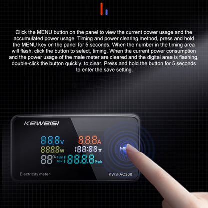 KWS-AC300-100A 50-300V AC Digital Current Voltmeter with Closed Transformer(Black) - Current & Voltage Tester by buy2fix | Online Shopping UK | buy2fix