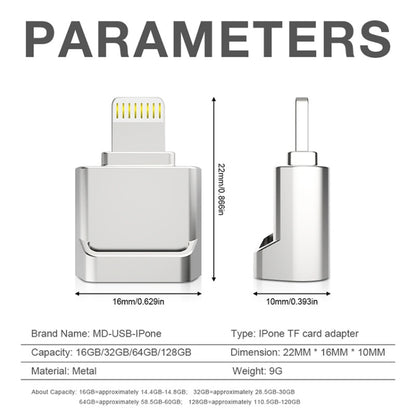 MicroDrive 8pin To TF Card Adapter Mini iPhone & iPad TF Card Reader, Capacity:128GB(Silver) -  by MICRODRIVE | Online Shopping UK | buy2fix