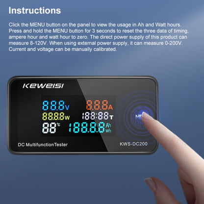 KWS-DC200-100A 8-120V DC Digital Display Voltage Current Watch with Shunt(Black) - Current & Voltage Tester by buy2fix | Online Shopping UK | buy2fix