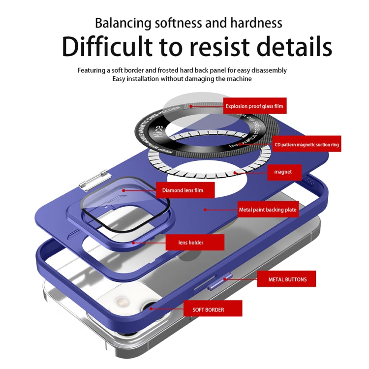 For iPhone 11 Skin Feel Magnifier MagSafe Lens Holder Phone Case(Royal Blue) - iPhone 11 Cases by buy2fix | Online Shopping UK | buy2fix