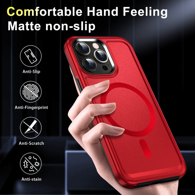 For iPhone 13 Pro Max Shield Armor MagSafe TPU Hybrid PC Phone Case(Red) - iPhone 13 Pro Max Cases by buy2fix | Online Shopping UK | buy2fix