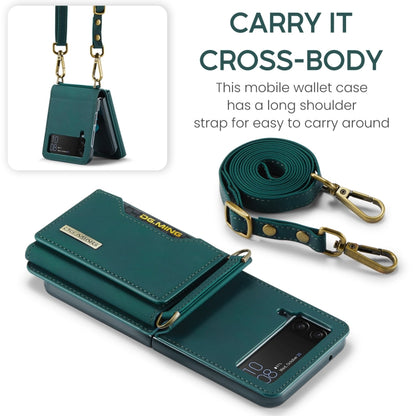 For Samsung Galaxy Z Flip3 5G DG.MING M2 Series Card Bag Magnetic Leather Phone Case(Green) - Galaxy Phone Cases by DG.MING | Online Shopping UK | buy2fix