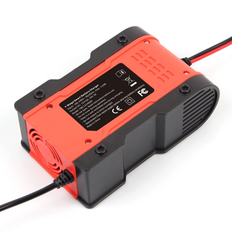 FOXSUR 12V-24V Car Motorcycle Repair Battery Charger AGM Charger Color:Red(UK Plug) - Battery Charger by FOXSUR | Online Shopping UK | buy2fix