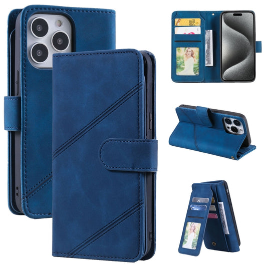 For iPhone 15 Pro Max Skin Feel Multi-card Wallet Leather Phone Case(Blue) - iPhone 15 Pro Max Cases by buy2fix | Online Shopping UK | buy2fix