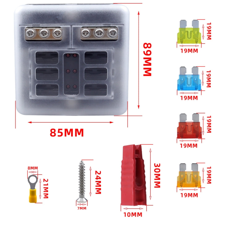 CP-4040 6 Way Fuse Block with 12pcs Fuses and 12pcs Rerminals - Fuse by buy2fix | Online Shopping UK | buy2fix